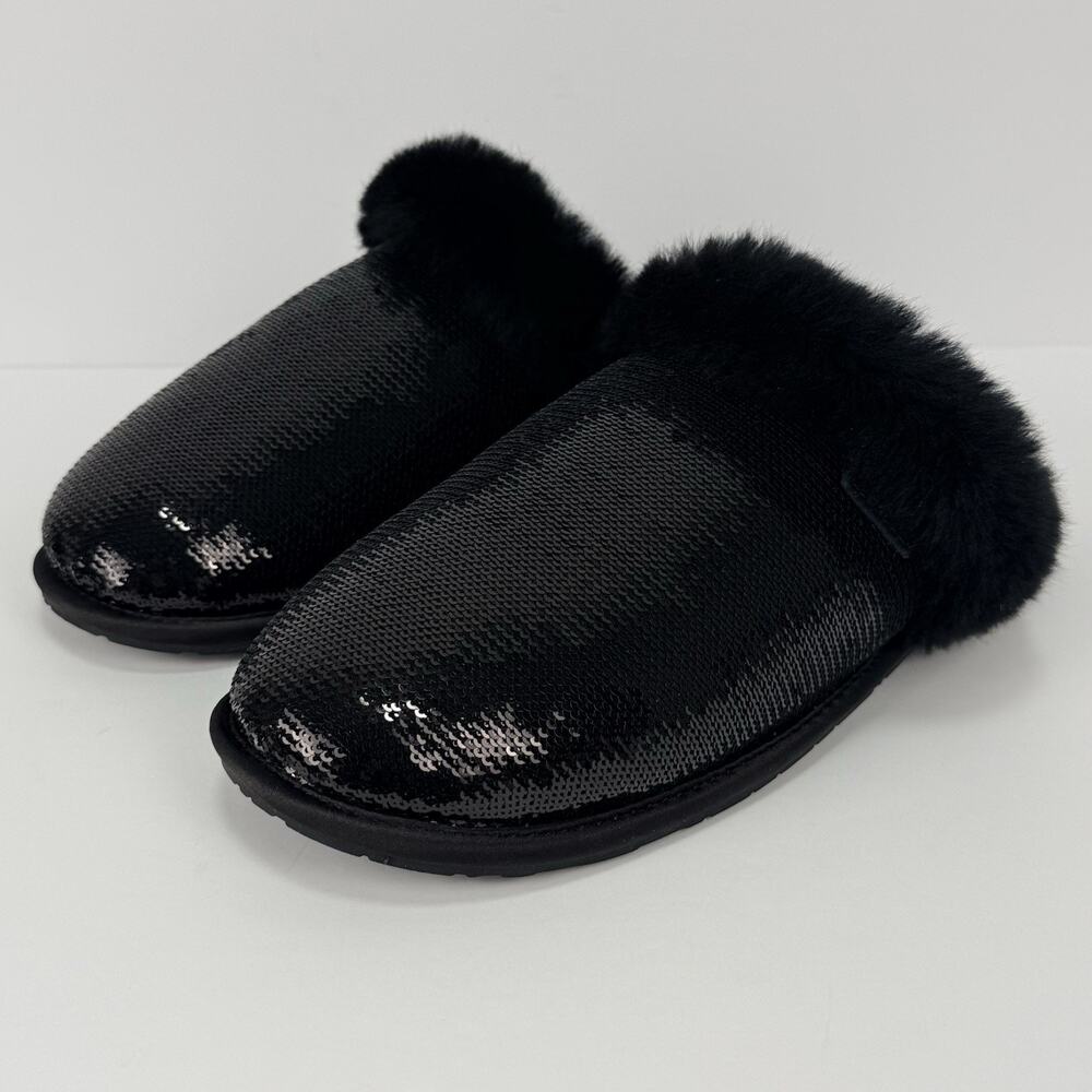 UGG Scuffette II Mirror Ball Slippers Womens 7 Black New Without Box Cozy
